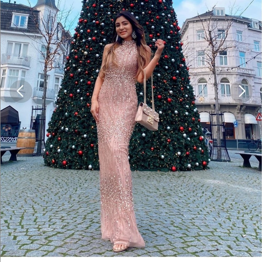 Beautiful Adrianna Papell beaded gown in Rose